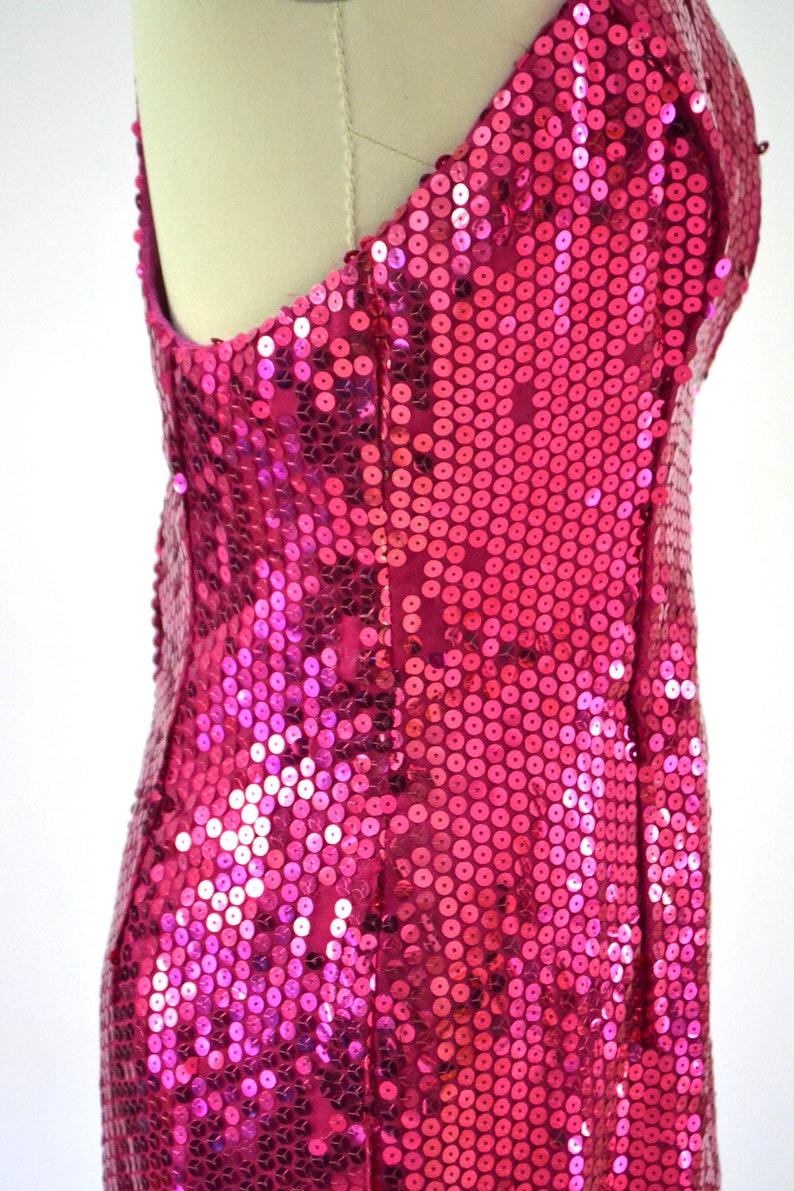 80s 90s Vintage Pink Sequin Dress Prom Dress Small Medium// | Etsy