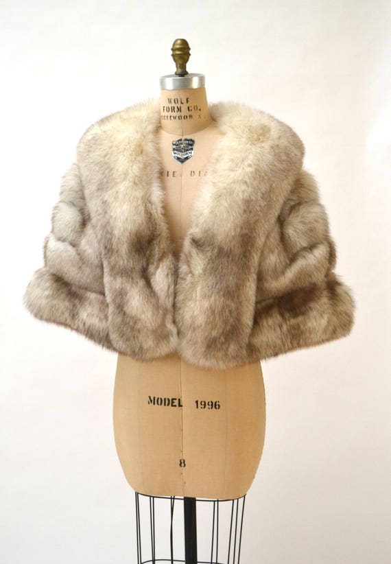 Vintage Cream Fur Cape// Vintage Fur Stole Fox Fu… - image 4