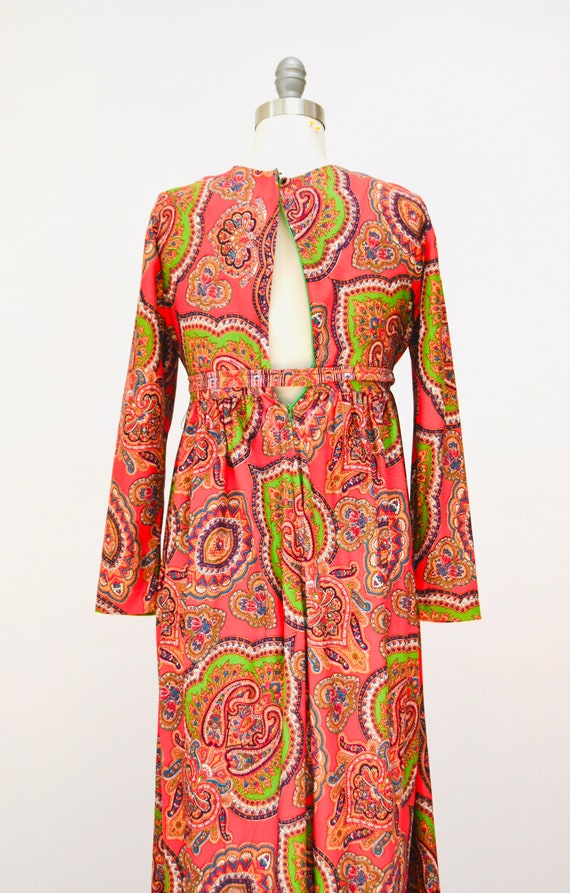 Vintage 70s Boho Dress Paisley Print Long Peasant… - image 7