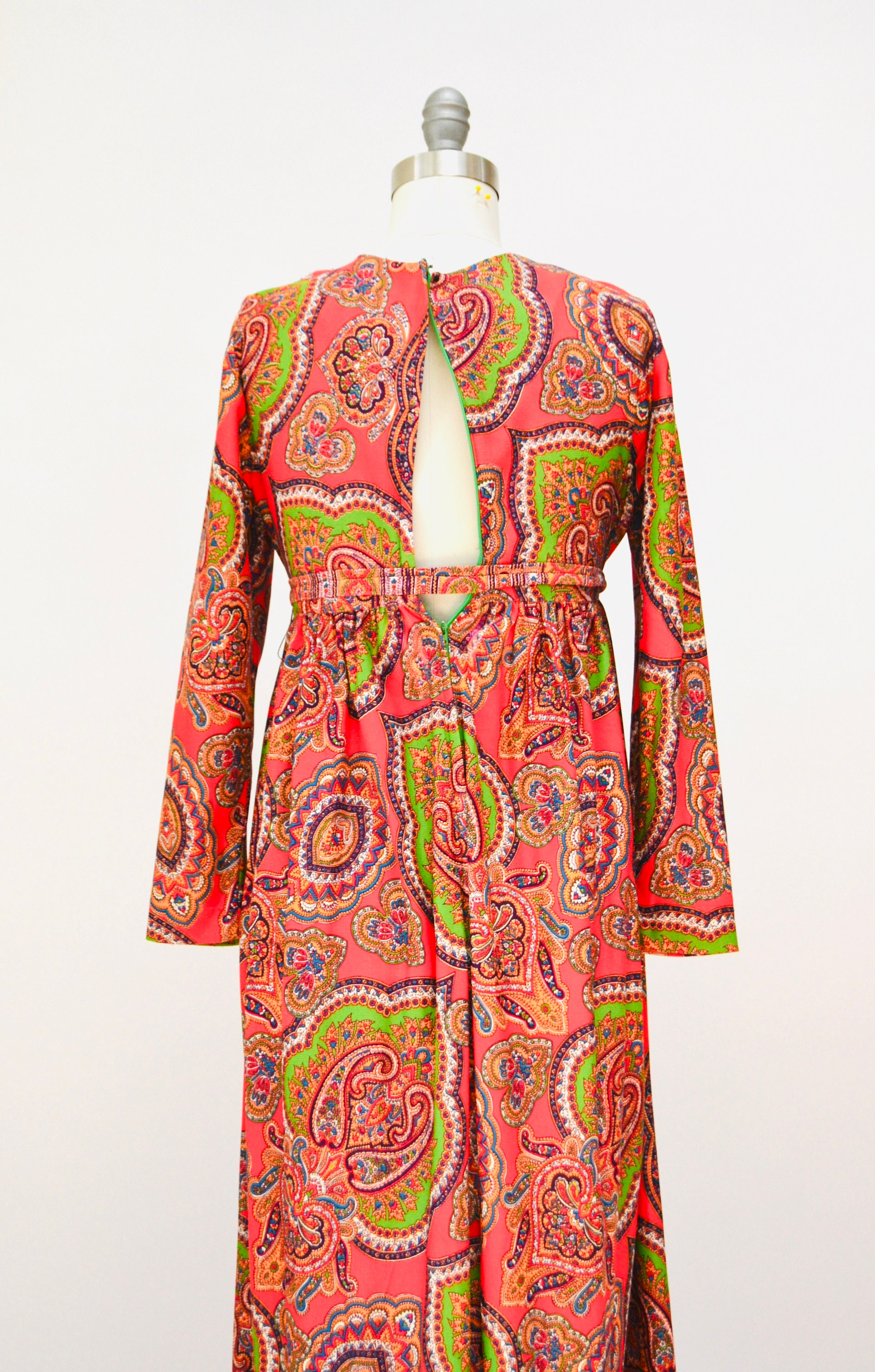 新品★DRESS HIPPY★PAISLEY HENRY T MUSTARD Paisley print asymmetric dress yellow / orange For Women