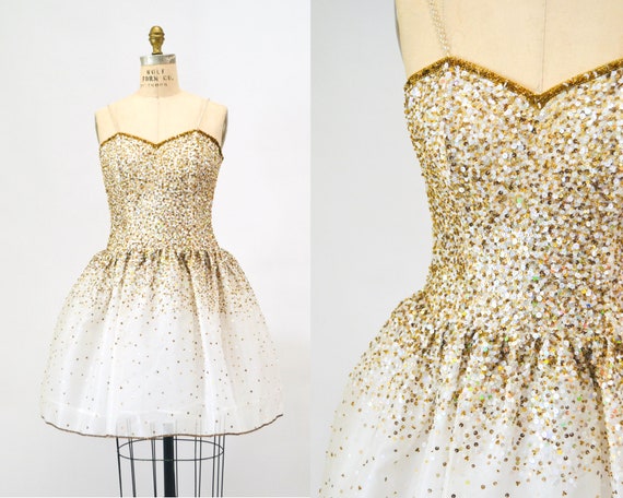 Vintage Off white Silk Sequin Dress Riazee Boutiq… - image 2