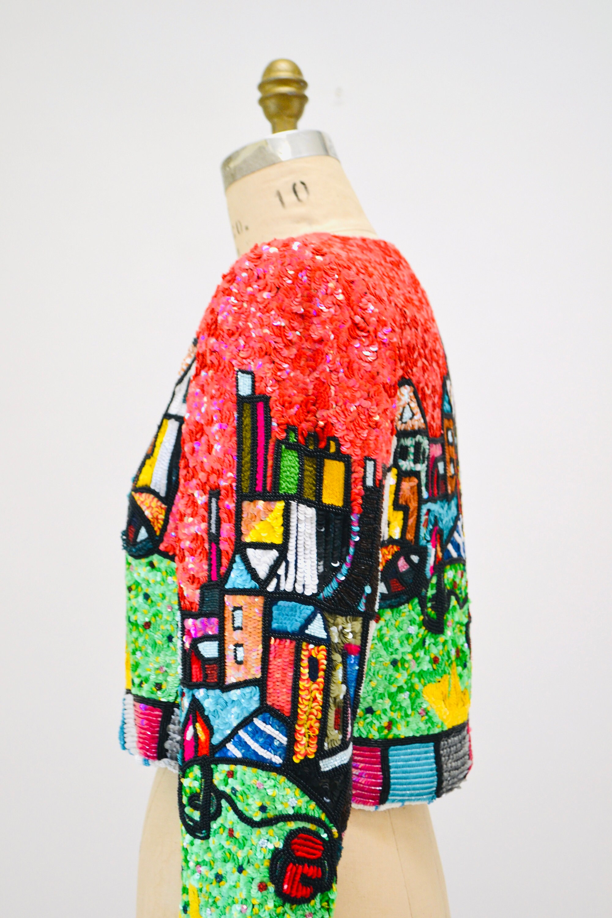90s Vintage Jeanette Kastenberg Platinum Sequin Picasso Romero