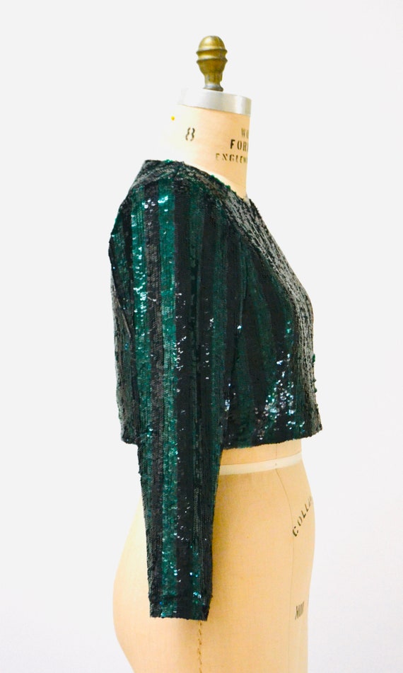 90s 00 Vintage Sequin Shirt Crop Top Medium Large… - image 7