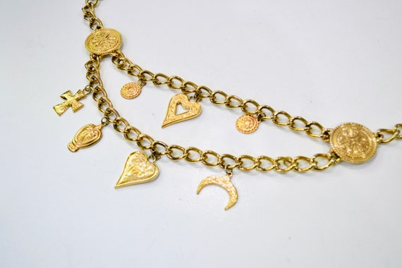 80s 90s Vintage Gold Chain ESCADA Charm Belt Gold… - image 3