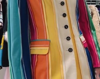 Vintage 90s Moschino Couture Striped Rainbow Suit Jacket 1991