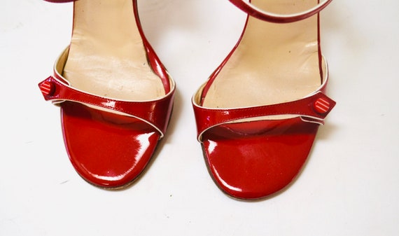 Vintage 90s Jimmy Choo High Heels Red Patent Leat… - image 5