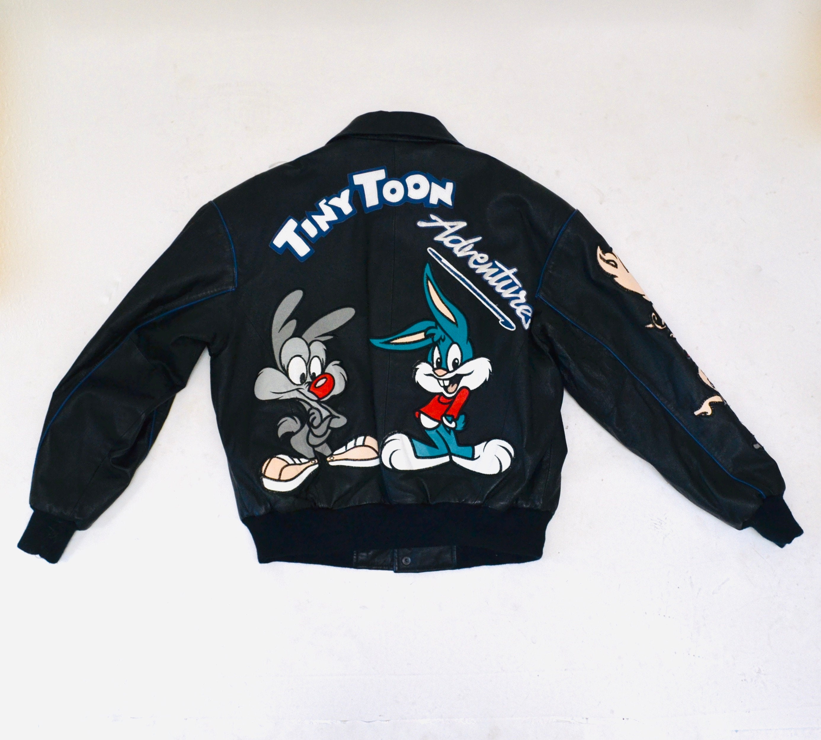 80s 90s Vintage Tiny Toons Adventures Leather Jacket Looney Tunes 