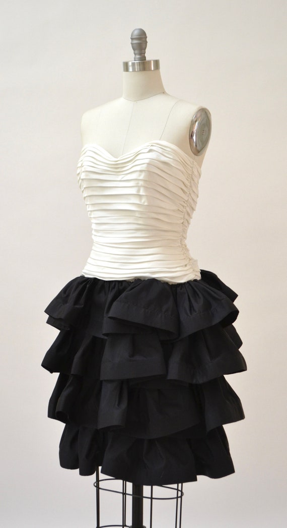 Vintage 90s Party Prom Dress XXS XS Small Black a… - image 3