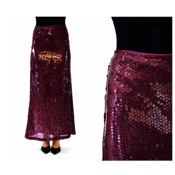 Vintage Sequin Maxi Skirt by Moschino Size Medium// 00s Vintage