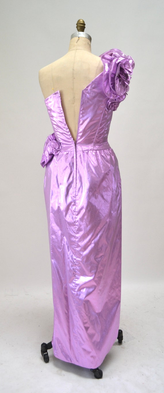 Vintage Metallic 80s Prom Dress Small Medium Purp… - image 8