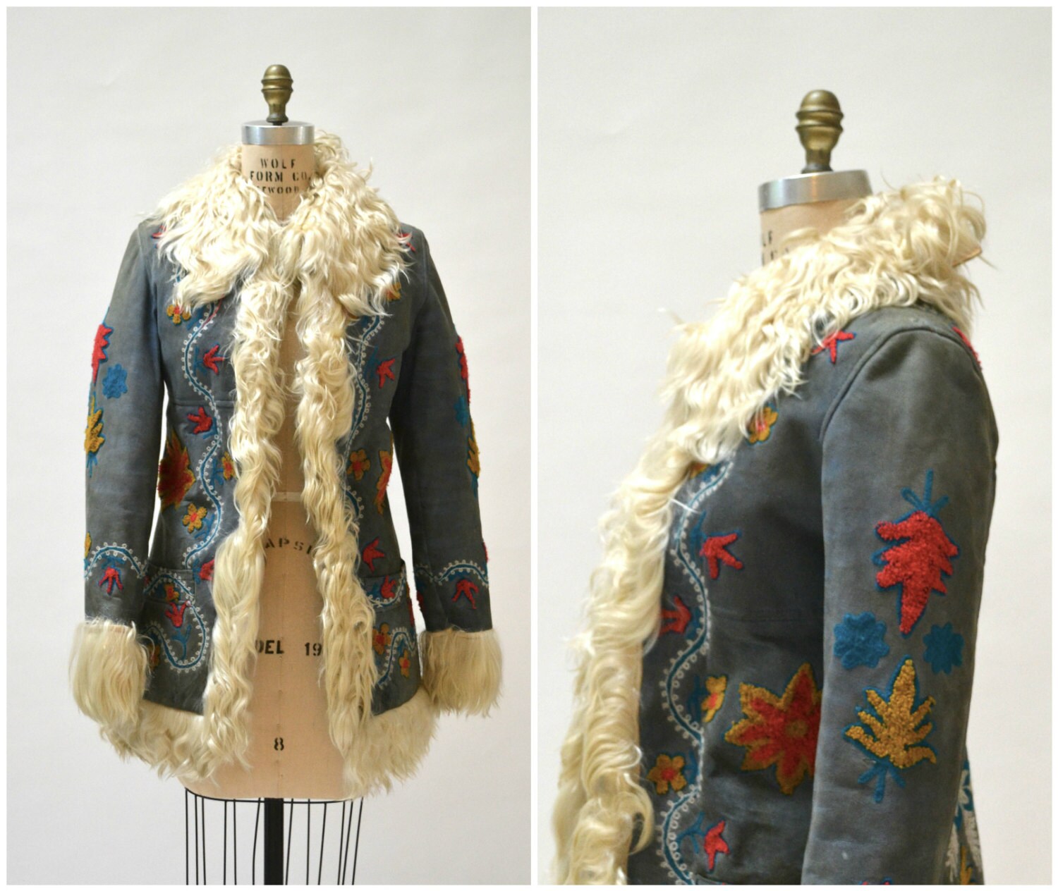 embroidered shearling coat