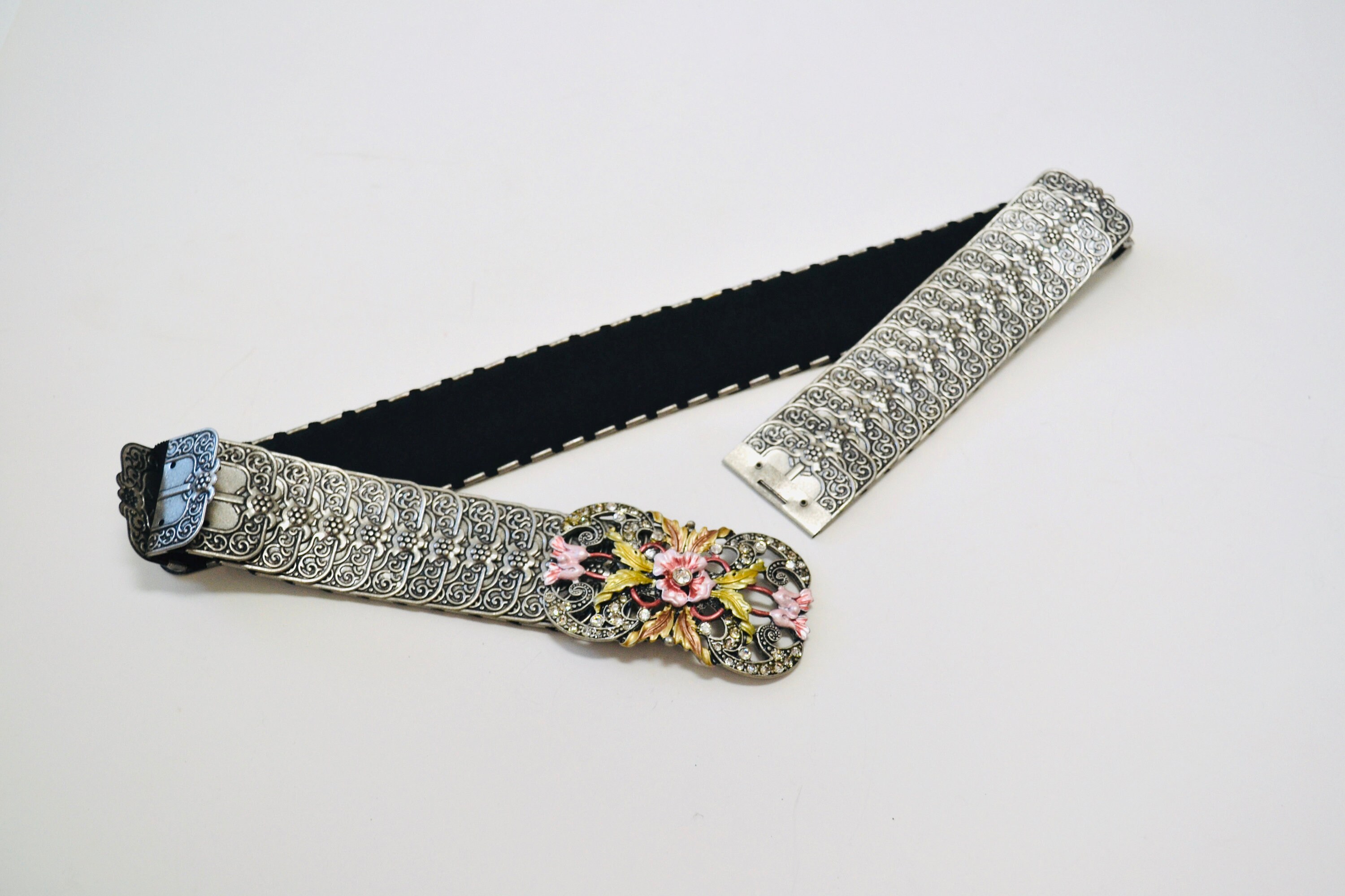 90s Y2k 2000s Vintage Silver Stretch Belt Metal Silver
