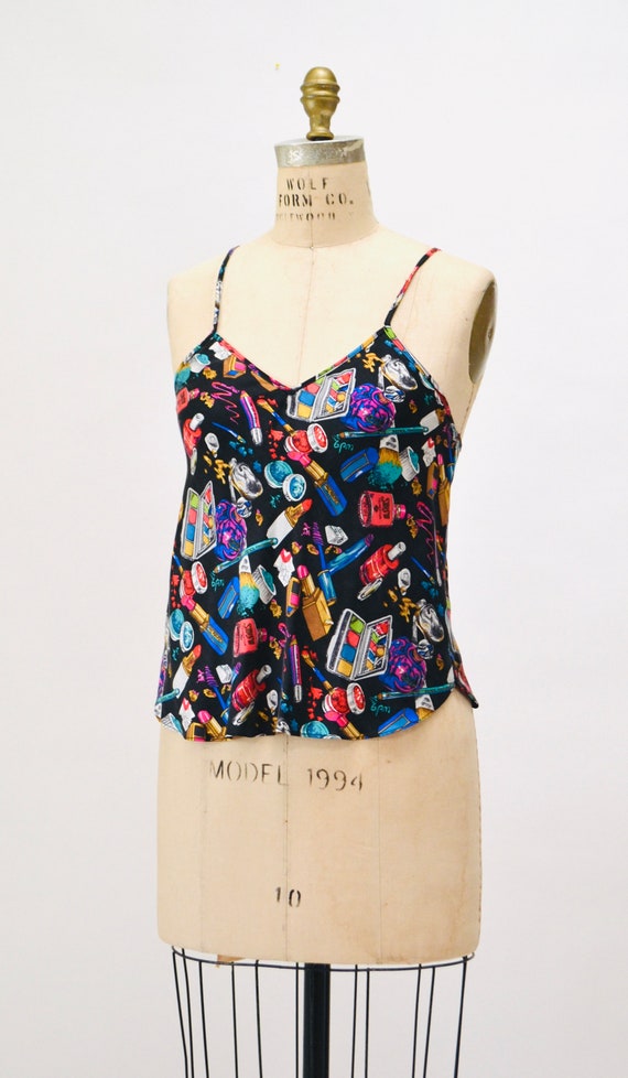 90s Nicole Miller Vintage Silk Tank Top Make UP L… - image 3
