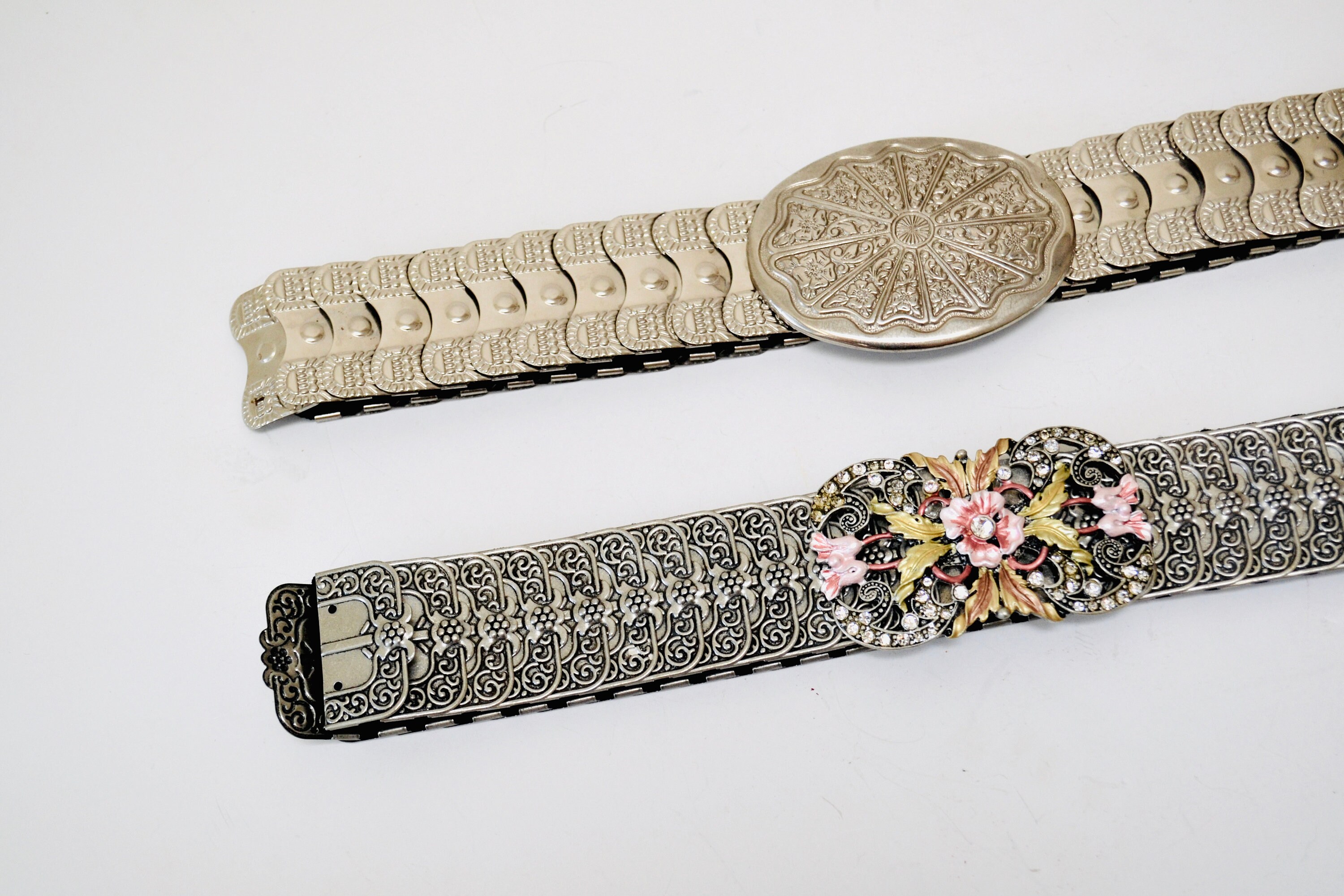 90s Y2k 2000s Vintage Silver Stretch Belt Metal Silver