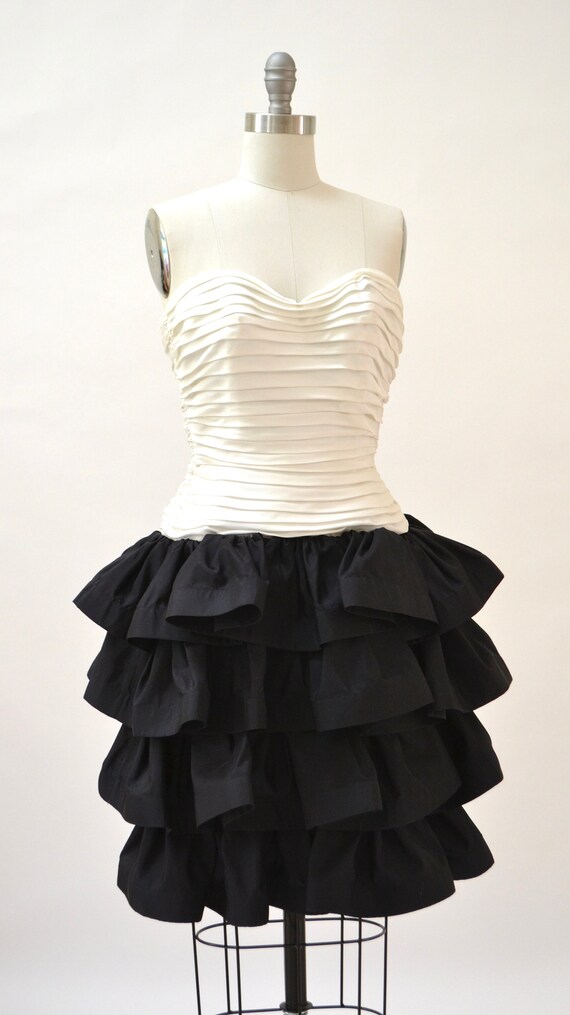 Vintage 90s Party Prom Dress XXS XS Small Black a… - image 6