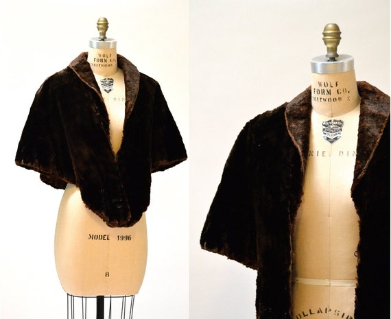 Vintage Fur Stole Cape Wrap Shawl Beaver Fur Stol… - image 1