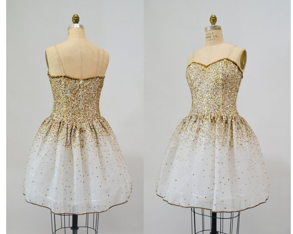 Vintage Off white Silk Sequin Dress Riazee Boutiq… - image 3