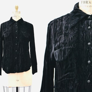 Black Velvet Shirt With Luxury Buttons, Velvet Jacket Black Velvet Shirt With Luxury Buttons, Velvet Jacket