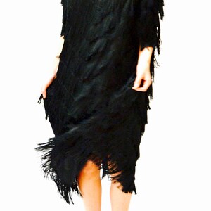80s does 20s Vintage Black Flapper Fringe Dress Size xl xxl Plus Size// Vintage Black Fringe Party Flapper Dress Size XL xxl Dress image 6