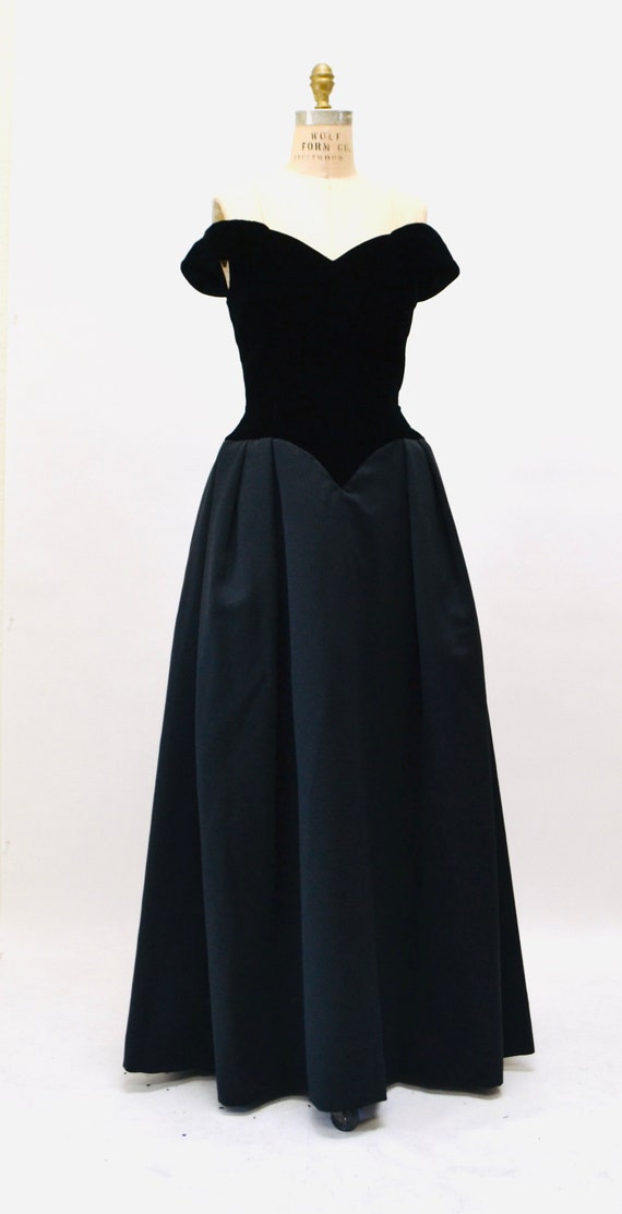 80s 90s Vintage Black Ball Gown Evening Gown Dres… - image 5