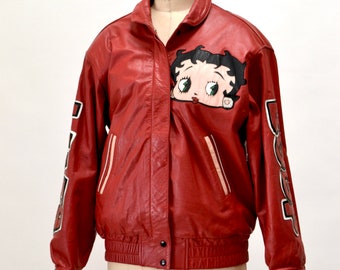 80年代 90年代 ヴィンテージ レッド レザー ジャケット ベティ