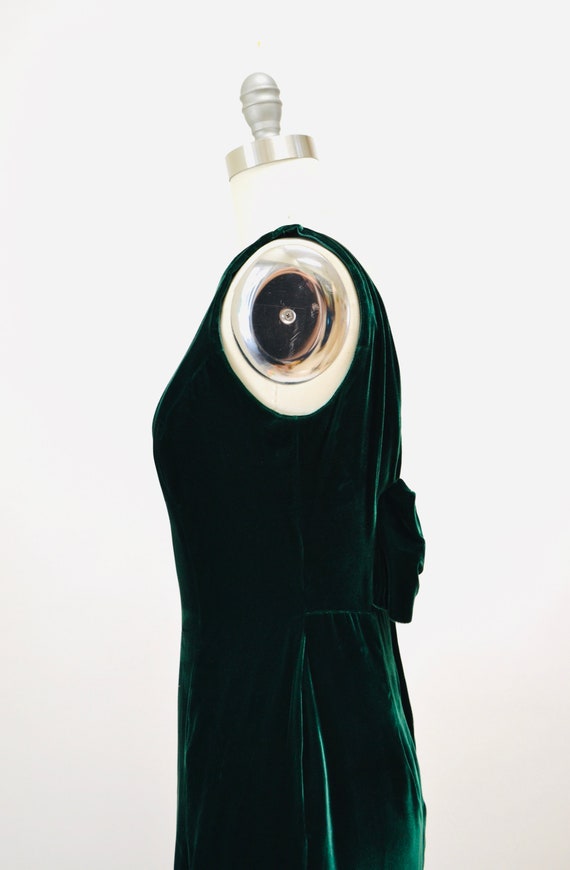 60s 70s Green Velvet Dress and Matching Cropped J… - image 3