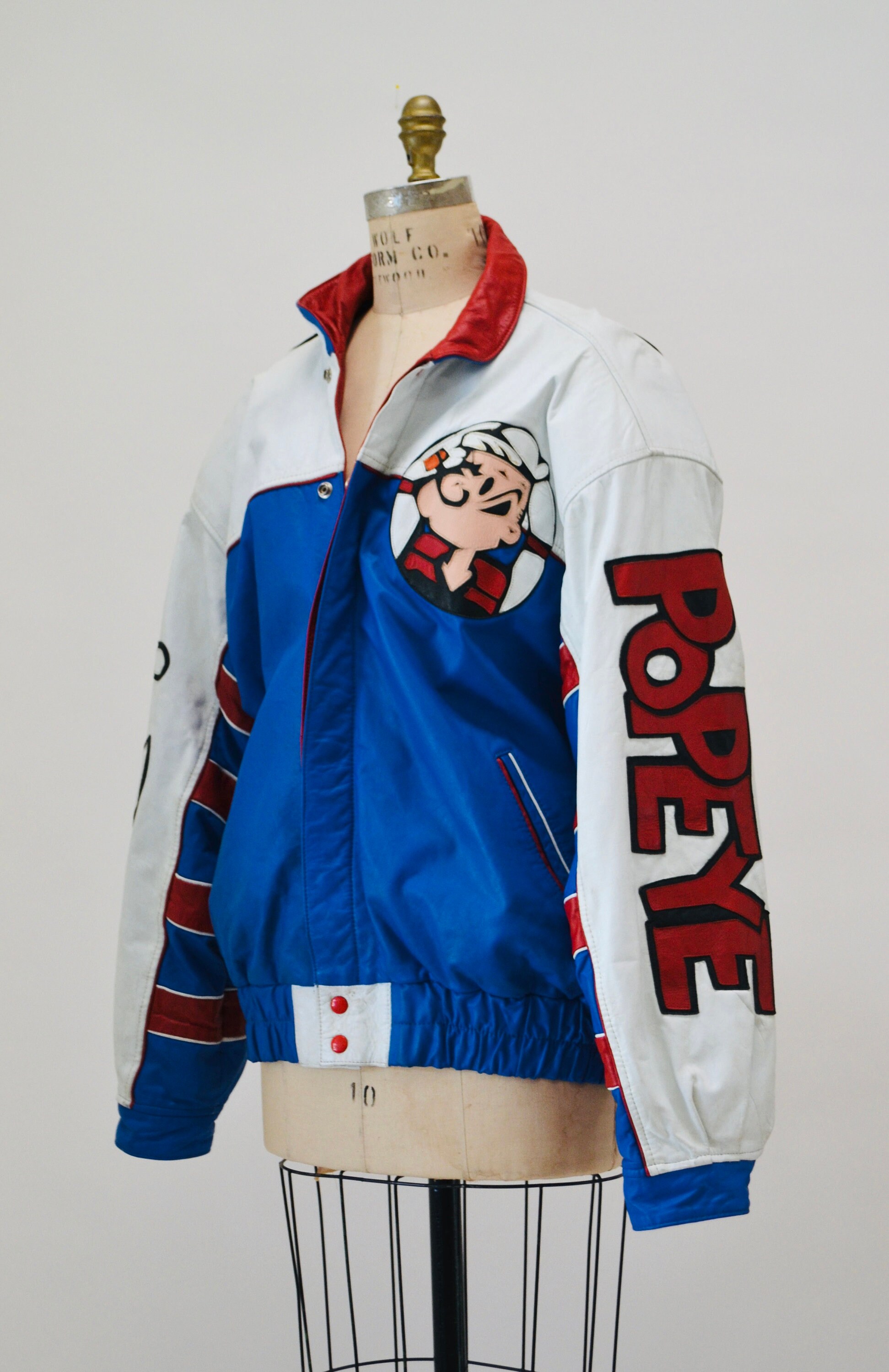 ビンテージ POPEYE レザージャケット 94年製 POPEYE」アニメキャラクター レザージャケット - 古着屋