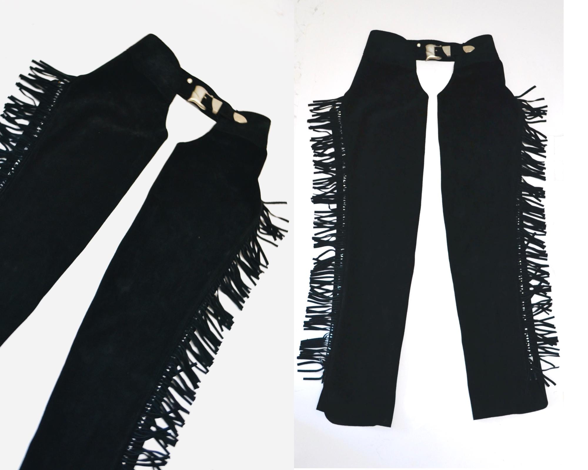 バンソン！黒レザー フリンジチャップス VANSON LEATHER CHAPS MCHP