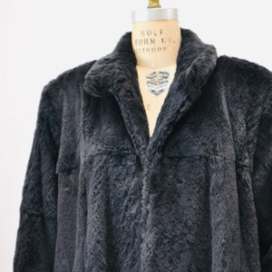 Vintage Grey Beaver Fur Coat Jacket Size Small Medium with Leopard print lining By Riff 90s A line Winter Fur Coat in Beaver Grey Purple Fur image 9