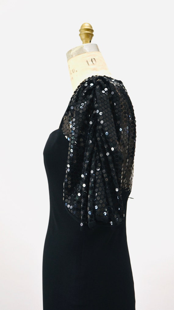 70s 80s Vintage Black Sequin Dress Gerald Frankli… - image 8