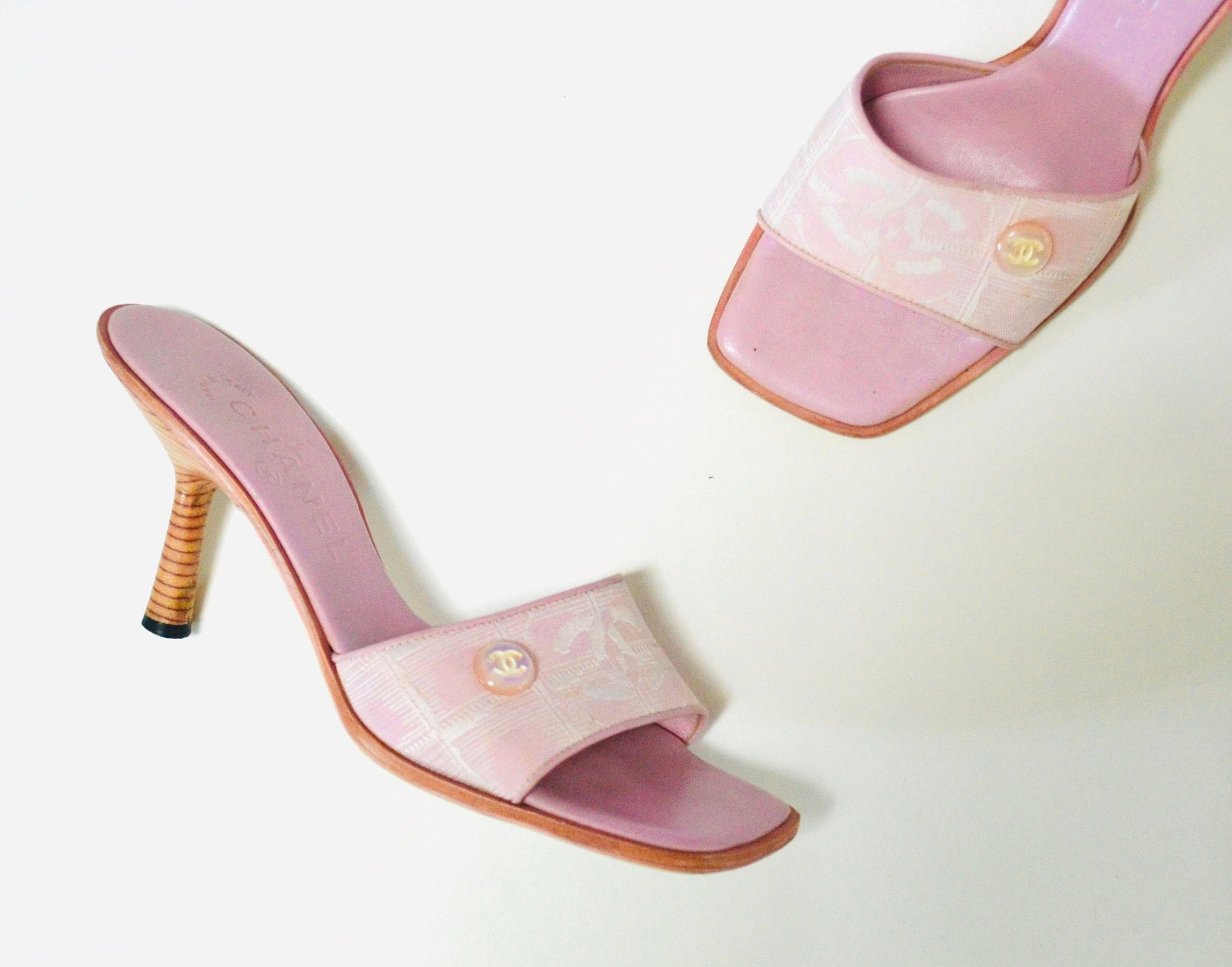 CHANEL, Shoes, Chanel Mules Flats Eu 4 Pink