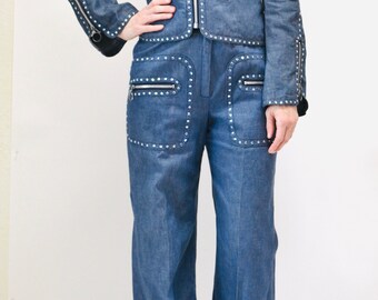 70s Authentic Vintage Rhinestone Denim Jacket Shirt Bell 70s Authentic Vintage Rhinestone Denim Jacket Shirt Bell