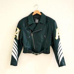 Vintage Leather Motorcycle Jacket and Pants by North Beach Michael Hoban// Vintage Green Gold Metallic Leather Moto Angel Wings Leather Suit image 8