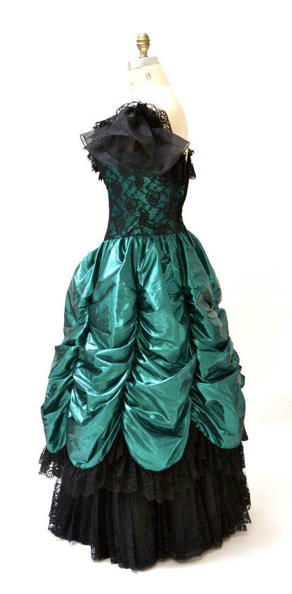 Vintage 80s Prom Dress Ball Gown XS Small Metalli… - image 3
