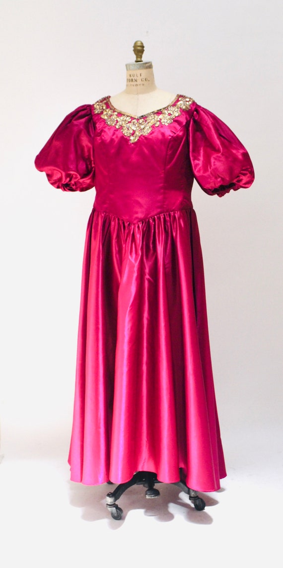 80s Prom Dress Pink Plum Sequin Dress Gown Large … - image 2