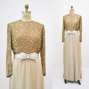 1970s Silver and Gold Metallic Dress