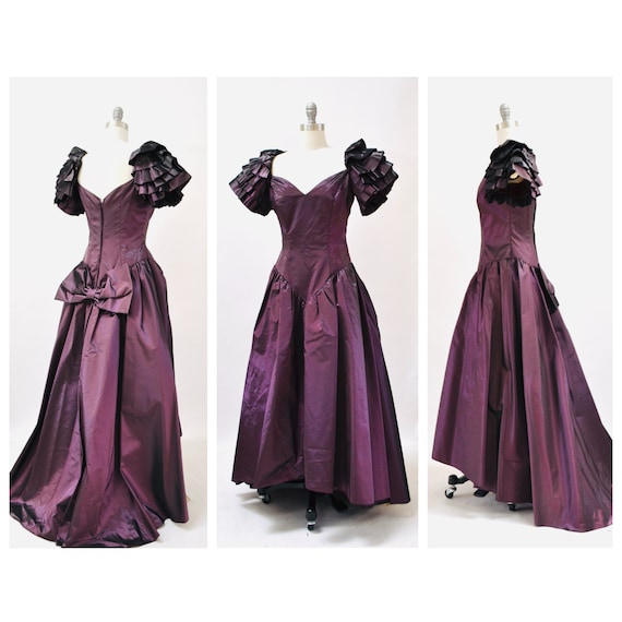 80s 90s Ball Gown Dress Purple 80s Prom Party Dress X… - Gem