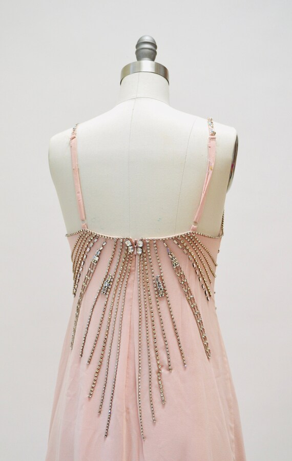 2000s Y2k Vintage Pink Silk Rhinestone Slip Dress… - image 7