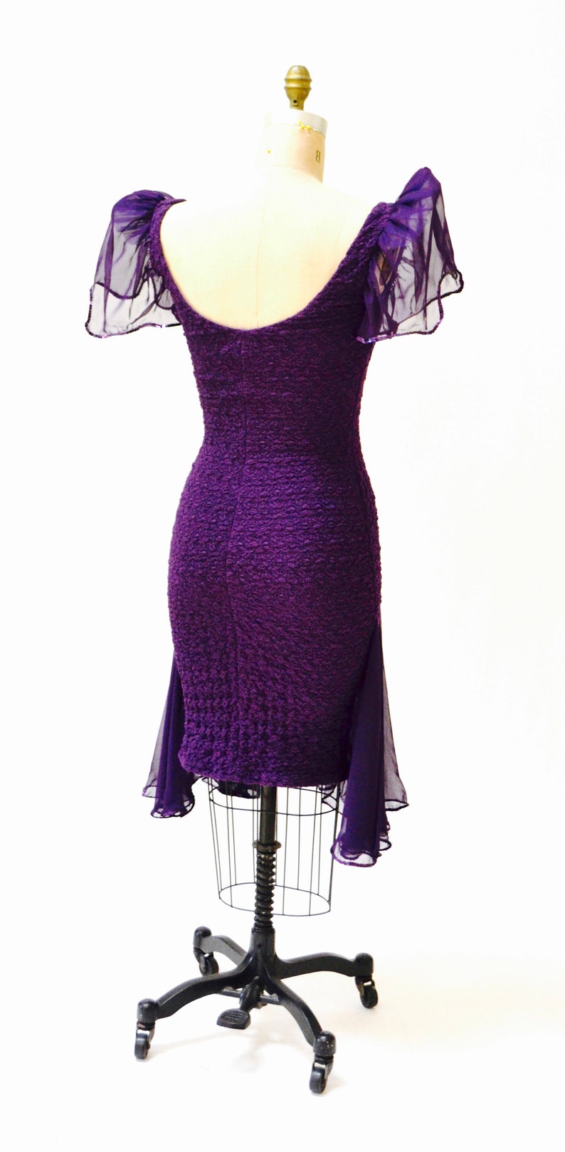 purple 80s prom dress