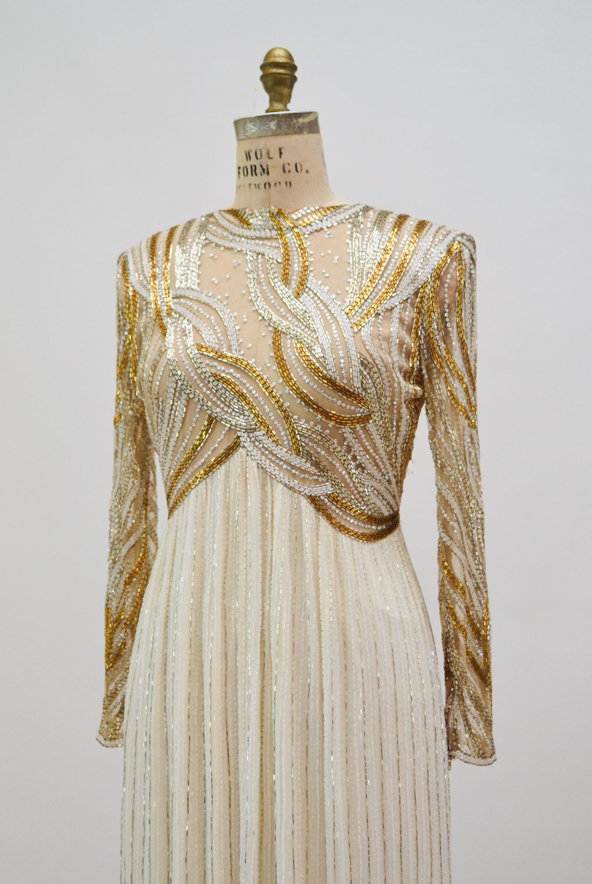 r&m richards sleeveless beaded v-neck dress and jacket Simmie Dress – Retrofete main image 1