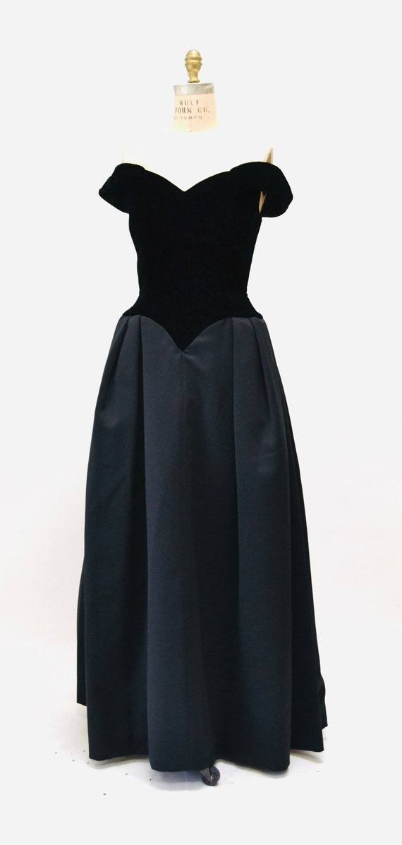 80s 90s Vintage Black Ball Gown Evening Gown Dres… - image 3