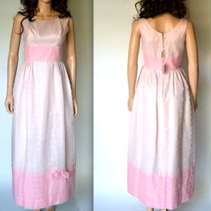 60s Vintage Prom Dress in Pink Blush Size Small Vintage 60s Pink Bridesmaid Pageant Dress Dead Stock// Vintage Pink Long Prom Wedding Dress image 4