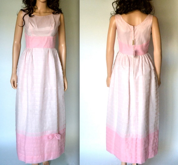 60s Vintage Prom Dress in Pink Blush Size Small V… - image 4