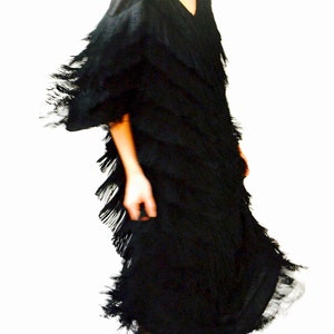 80s does 20s Vintage Black Flapper Fringe Dress Size xl xxl Plus Size// Vintage Black Fringe Party Flapper Dress Size XL xxl Dress image 7