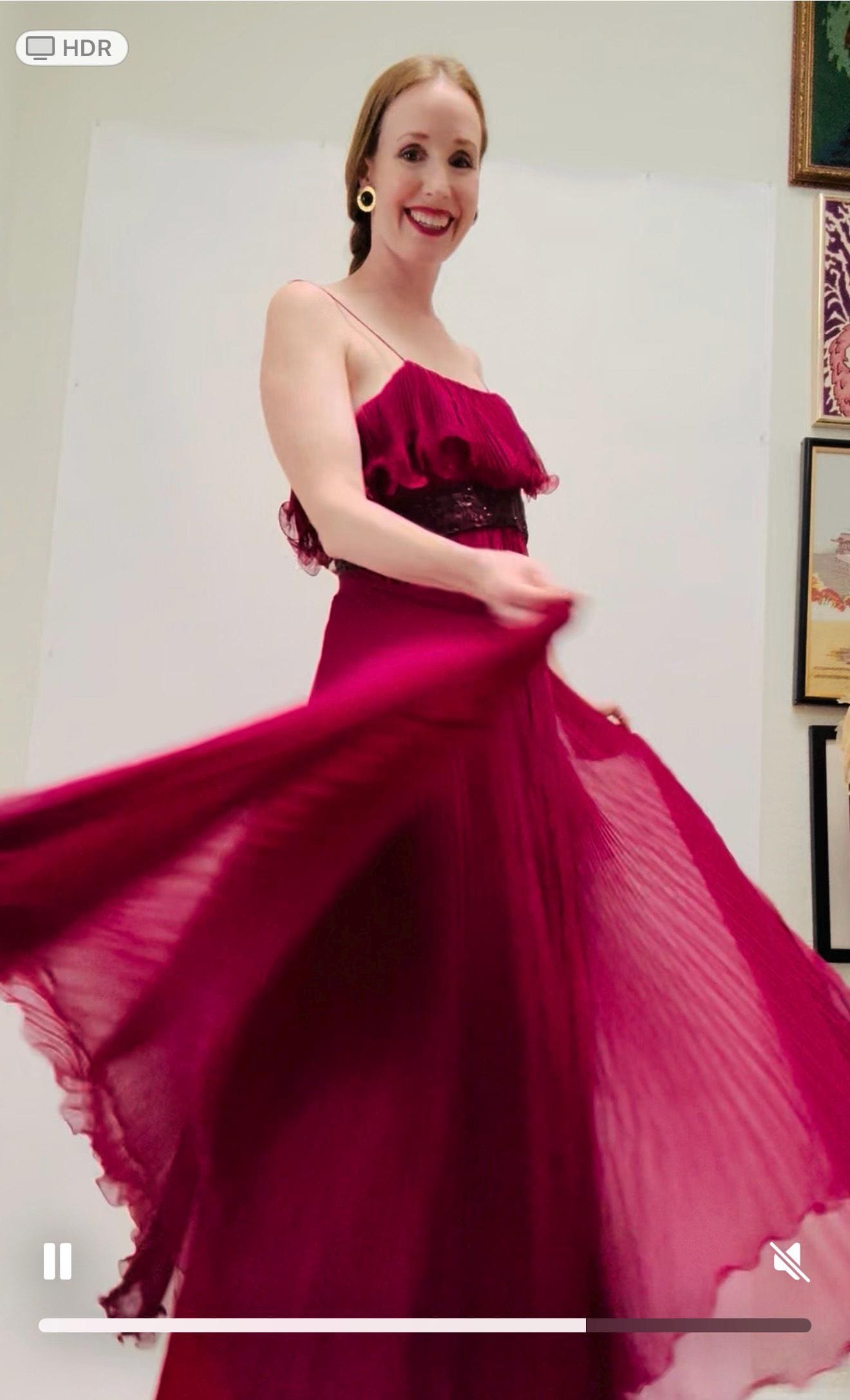 raspberry red bridesmaid dresses Raspberry A-line Lace Illusion Cap Sleeves Pleated Chiffon Long Bridesmaid Dress Raspberry / US 16 main image 1