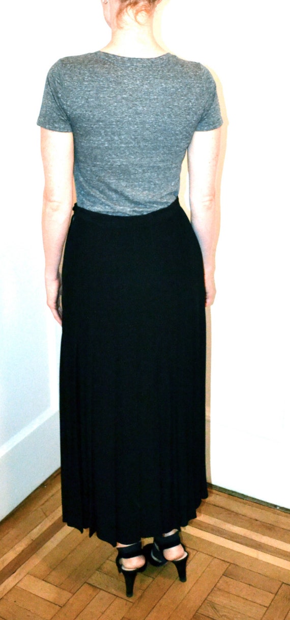 90s Vintage Black Pleated Skirt Size Large by Cal… - image 3