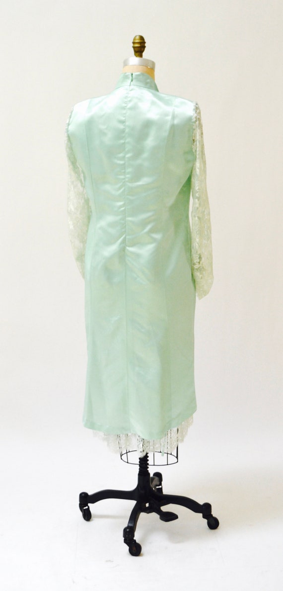 Vintage 80s Prom Dress Size Large XL Mint Green//… - image 7
