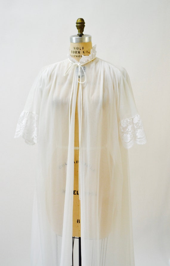 Vintage Peignoir Robe Medium Lace White Ivory Wed… - image 9
