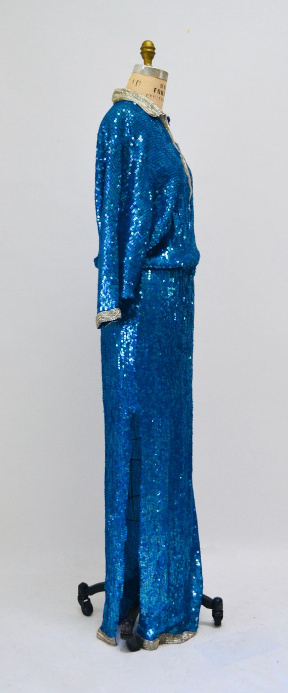 80’s Blue Sequin Midi Skirt