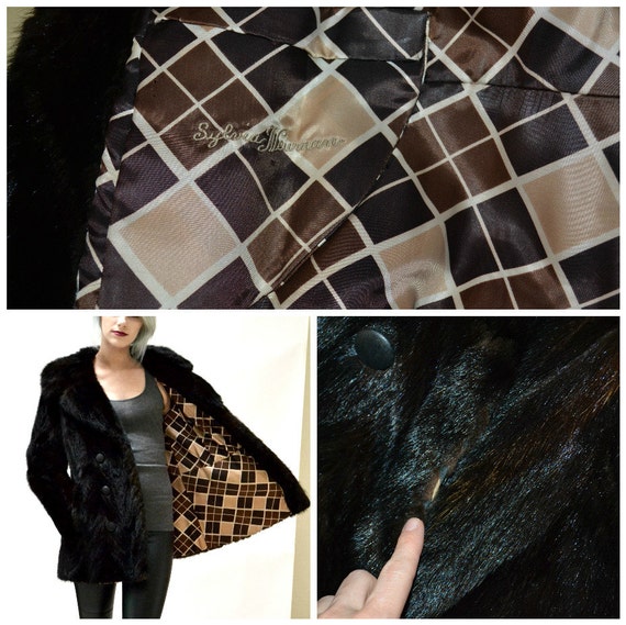Vintage Brown Black Fur Jacket Coat Mink Medium//… - image 5